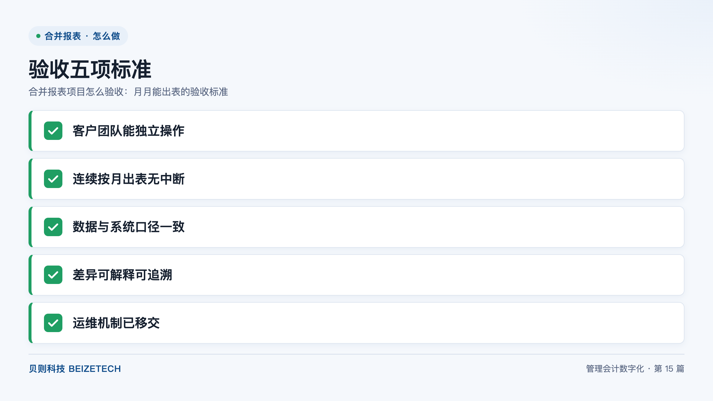 合并报表项目怎么验收：月月能出表的验收标准