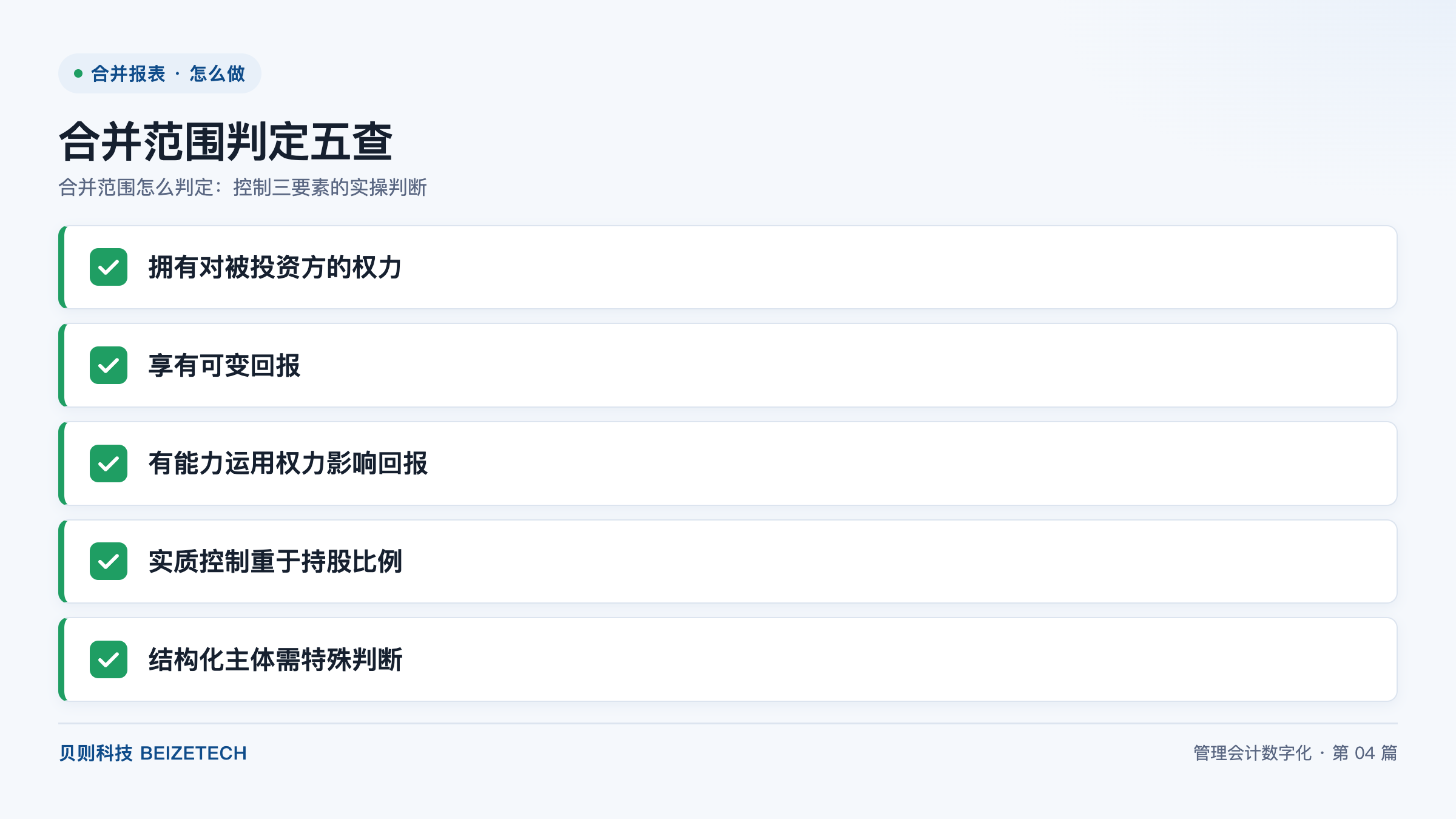 合并范围怎么判定：控制三要素的实操判断