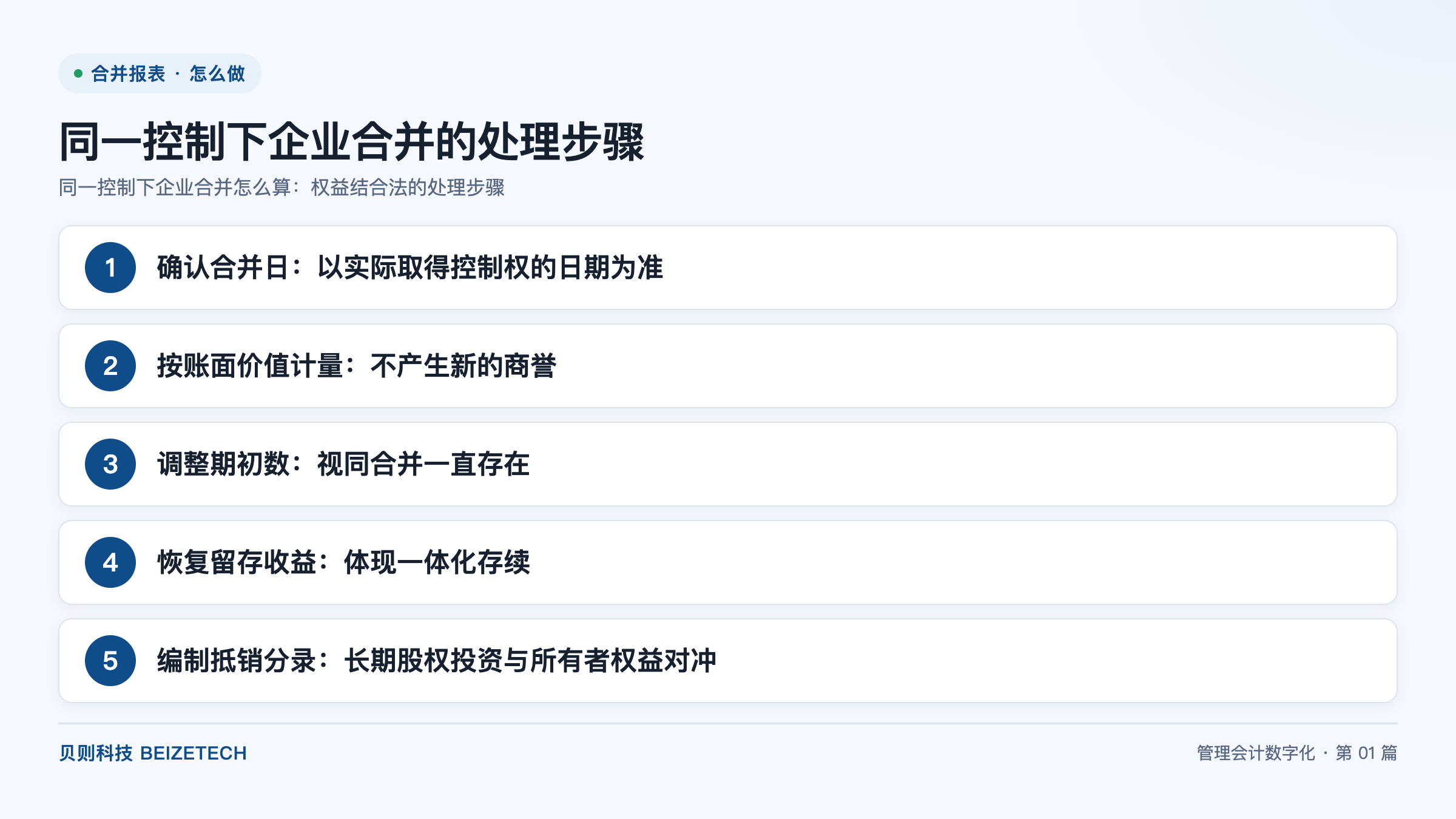 同一控制下企业合并怎么算：权益结合法的处理步骤