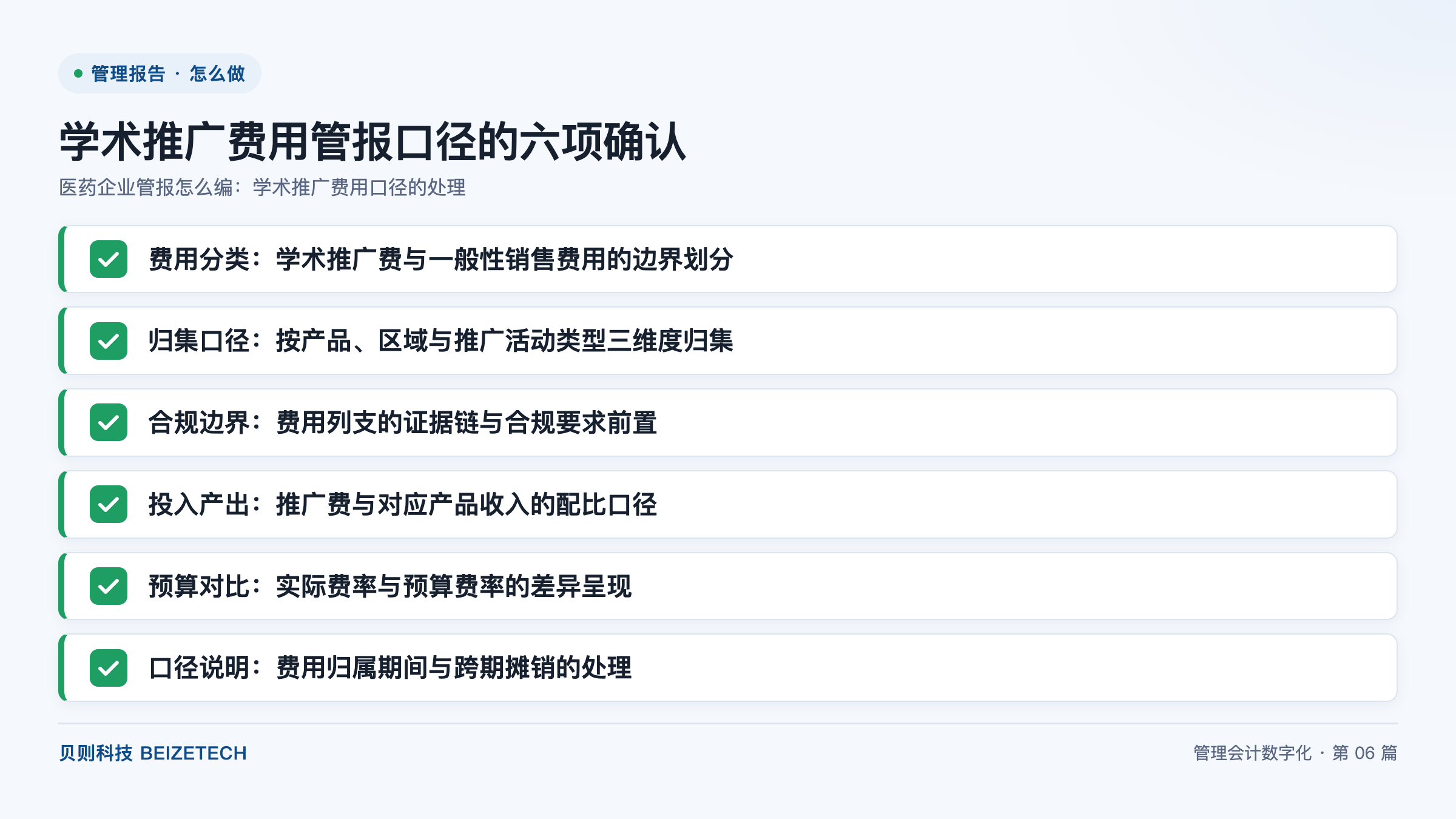 学术推广费用管报口径的六项确认