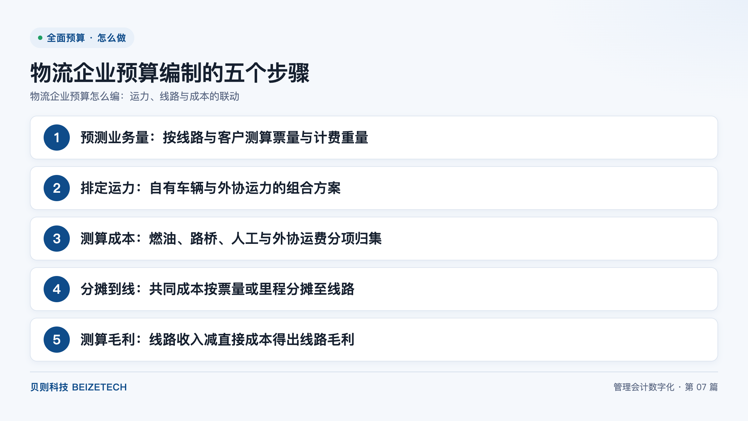 物流企业预算编制的五个步骤