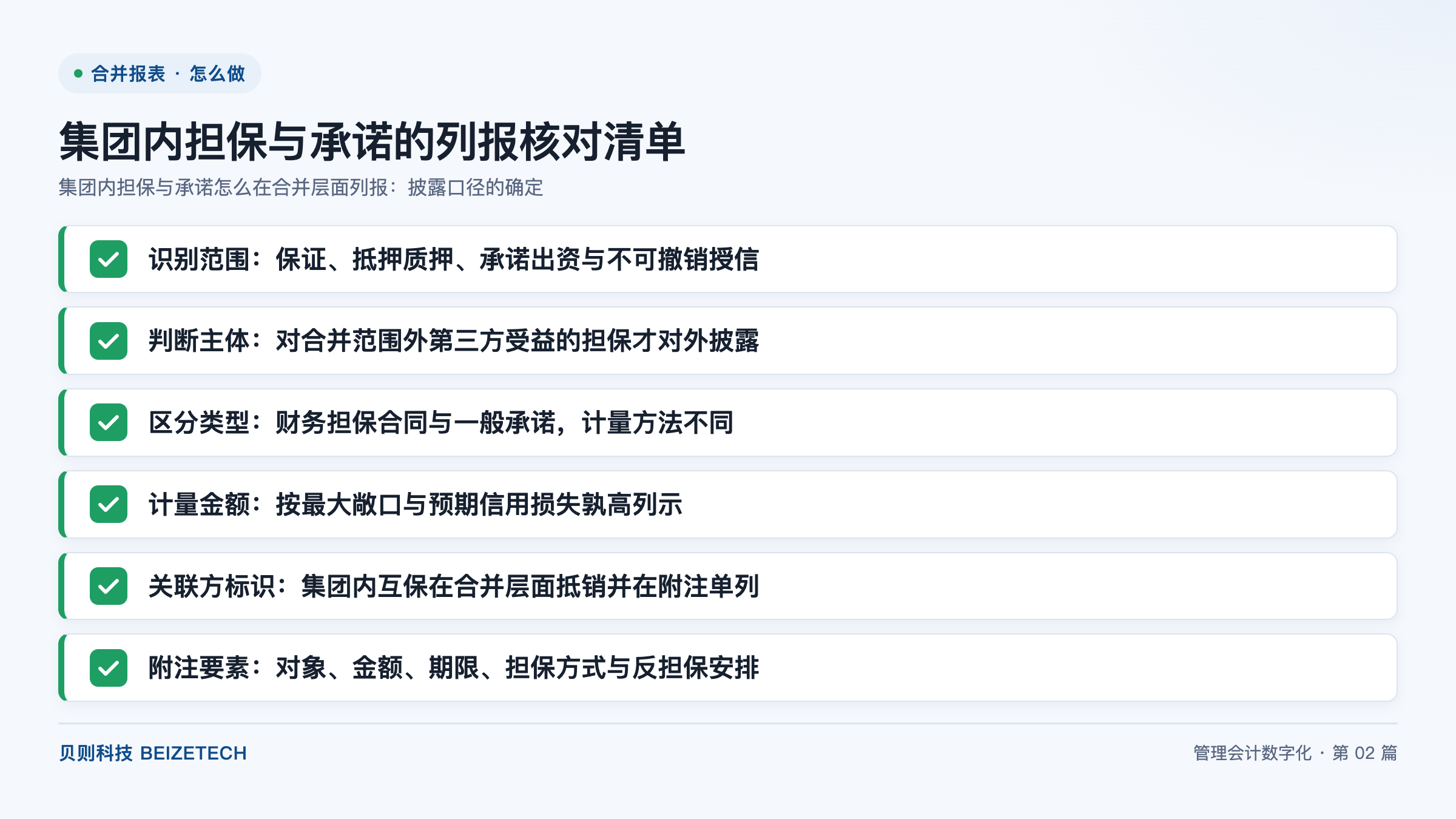 集团内担保与承诺的列报核对清单